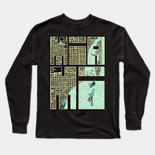 Miami, Florida, USA City Map Typography - Summer Long Sleeve T-Shirt